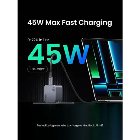 UGREEN Nexode Pro 45W Dual USB-C GaN caricatore rapido EU grigio