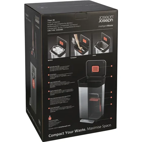 Joseph Joseph Titan 30L Stainless-steel Trash Compactor