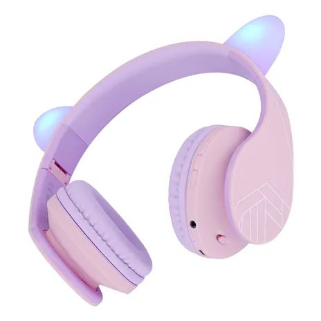 PowerLocus P2 Kids Headphones purple/pink with Ears