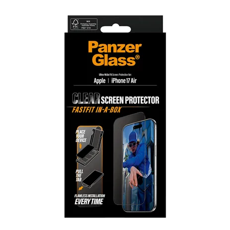 PanzerGlass iP 17 Air UWF Fastfit with Black Frame