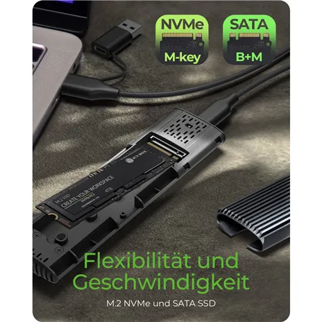 ICY BOX IB-1808MCT-CU31 USB-C M.2 NVMe & SATA SSD alloggiam.