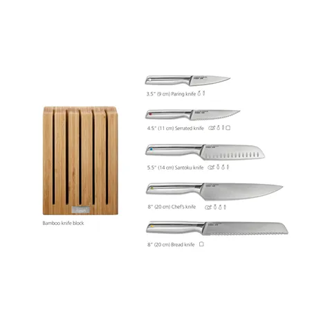 Joseph Joseph Elevate Steel 5 pz. set coltelli con bambù