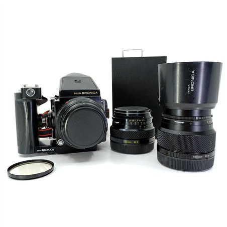 Zenza Bronica ETRs + 75 + 50 +150 + pentaprisma + dorso 669 + flash