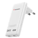 Verbatim Fold n Go GaN Charger 65W 2xUSB C weiß klappb.St.32355