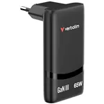 Verbatim Fold n Go GaN Charger 65W 2xUSB C schw.klappb.St.32354