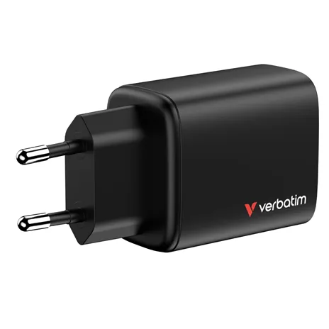 Verbatim Essentials GaN Charger 65W 2xUSB-C/1xUSB-A schwa. 32352