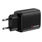 Verbatim Essentials GaN Charger 65W 2xUSB-C/1xUSB-A schwa. 32352