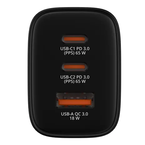 Verbatim Essentials GaN Charger 65W 2xUSB-C/1xUSB-A schwa. 32352