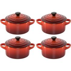 Le Creuset Stoneware Set of 4 petite Casseroles 10x5cm volcan.