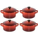 Le Creuset Stoneware Set of 4 petite Casseroles 10x5cm volcan.