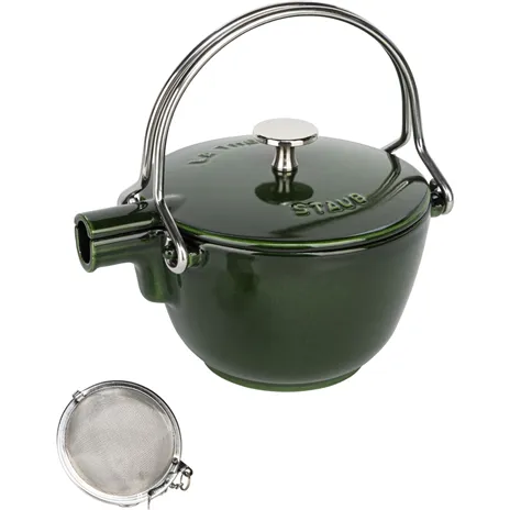 Staub Teekanne 1,15 L basilikum- grün Gusseisen, rund