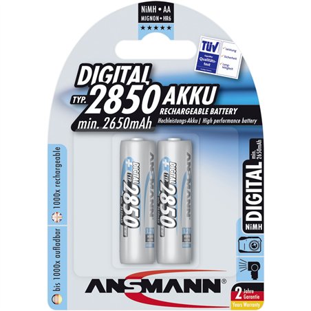 1x2 Ansmann NiMH batteria 2850 Mignon AA 2650 mAh DIGITAL