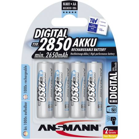 1x4 Ansmann NiMH batteria 2850 Mignon AA 2650 mAh DIGITAL