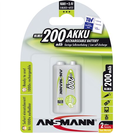 1 Ansmann maxE NiMH batteria 9V-Block 200 mAh         5035342
