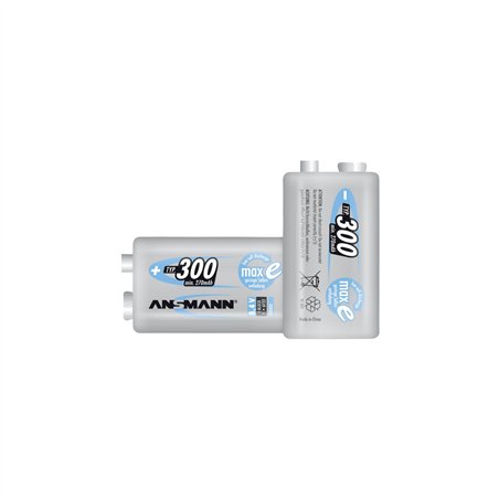 1 Ansmann maxE NiMH batteria 300 9V-Block 270 mAh