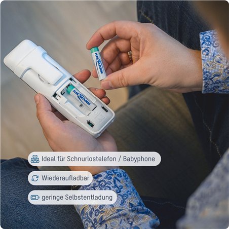 1x2 Ansmann maxE NiMH batteria Micro AAA 800 mAh DECT PHONE