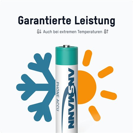 1x2 Ansmann maxE NiMH batteria Micro AAA 800 mAh DECT PHONE