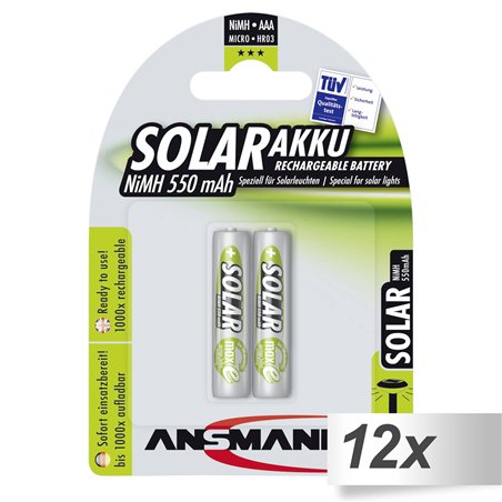 12x2 Ansmann maxE NiMH batt. Micro AAA 550 mAh SOLAR