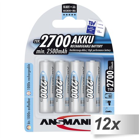 12x4 Ansmann batt. 2700 Mignon AA 2500 mAh