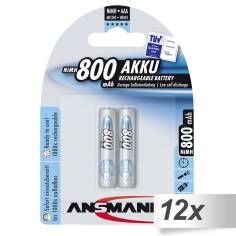 12x2 Ansmann maxE NiMH batt. Micro AAA 800 mAh