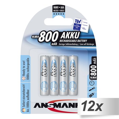 12x4 Ansmann maxE NiMH batt. Micro AAA 800 mAh
