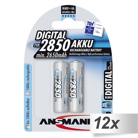 12x2 Ansmann NiMH batt. 2850 Mignon AA 2650 mAh DIGITAL