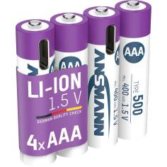1x4 Ansmann Lithium batt. Micro AAA 400mAh + cavo ric. 1311-0028