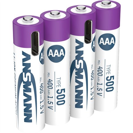 1x4 Ansmann Lithium batt. Micro AAA 400mAh + cavo ric. 1311-0028