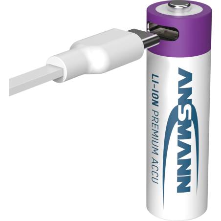 1x4 Ansmann Lithium batt. Mignon AA 1800mAh + cavo ric. 1312-0036