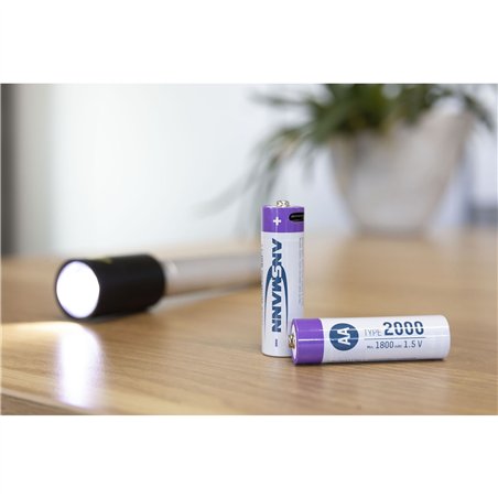 1x4 Ansmann Lithium batt. Mignon AA 1800mAh + cavo ric. 1312-0036