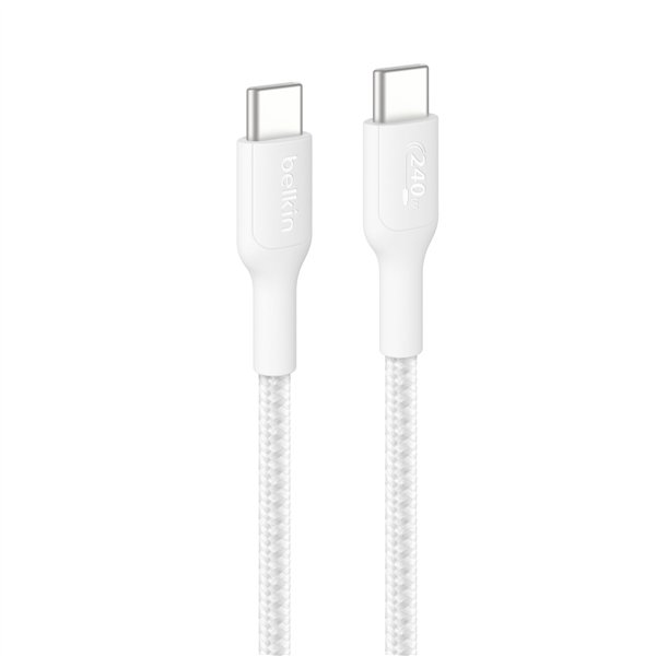 Belkin USB-C/USB-c cavo 240W 1m intrecciato, bian. CAB025hq1MWH