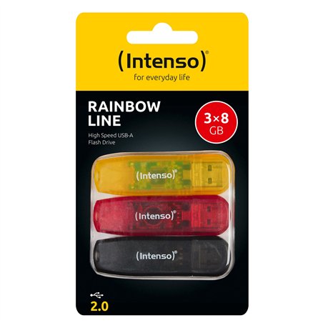 Intenso Rainbow Line         8GB USB Stick 2.0  Multipack x3 bunt
