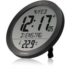 KIENZLE DCF Radio-Control. Wall Clock w. Room Temp.Display black 2