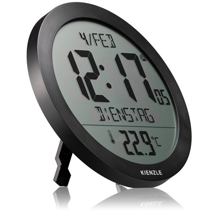 KIENZLE DCF Radio-Control. Wall Clock w. Room Temp.Display black