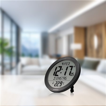KIENZLE DCF Radio-Control. Wall Clock w. Room Temp.Display black
