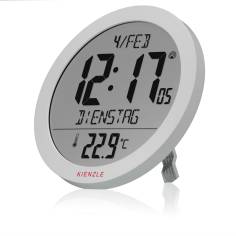 KIENZLE DCF Radio-Control.Wall Clock w.Room Tep.Display white 2