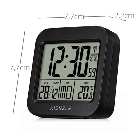 KIENZLE Travel Alarm Clock with Indoor Temperature Display