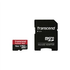 Transcend microSDHC 16GB Class 10 UHS-I 400x + SD adatt. 2