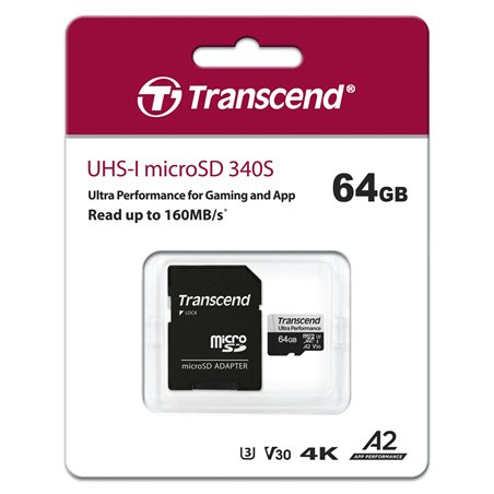 Transcend microSDXC 340S    64GB Class 10 UHS-I U3 A2