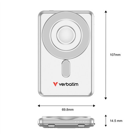 Verbatim Charge´n´Go 2C  5000mAh magn. PB arg. incl. 2 cavo 32276