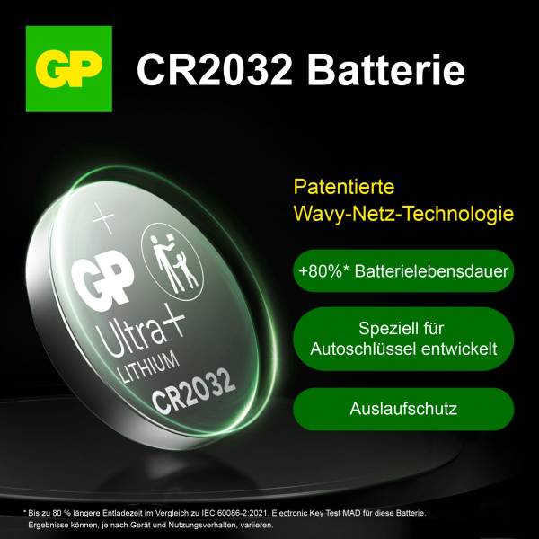 1x2 GP CR 2032 Lithium 3V Knopfzellen 3 Volt