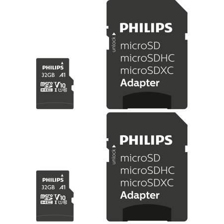 Philips MicroSDHC 2-Pack    32GB Class 10 UHS-I U1 incl. adatt.
