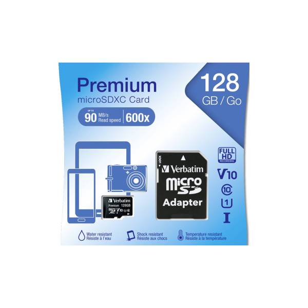 Verbatim microSDXC         128GB Class 10 UHS-I incl adatt. 44085