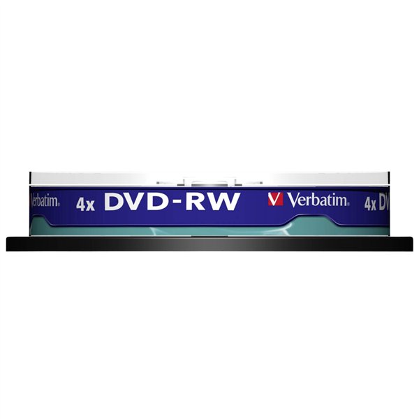 1x10 Verbatim DVD-RW 4,7GB 4x Speed, opaco argento Cakebox