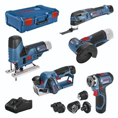 Bosch 12V Profi Set 5 pz. GSR+GOP+GHO+GWS+GST