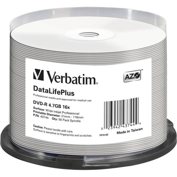 1x50 Verbatim DVD-R 4,7GB 16x wide printable NON-ID