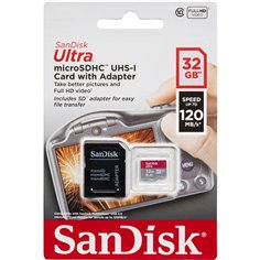 SanDisk Ultra microSDHC     32GB 120MB/s.adatt.SDSQUA4-032G-GN6IA