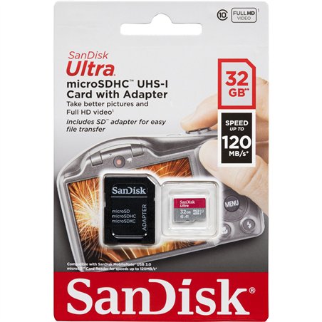 SanDisk Ultra microSDHC     32GB 120MB/s.adatt.SDSQUA4-032G-GN6IA