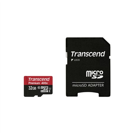 Transcend microSDHC 32GB Class 10 UHS-I 400x + SD adatt.