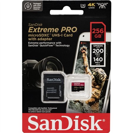 SanDisk microSDXC          256GB Extreme Pro A2 C10 V30 UHS-I U3